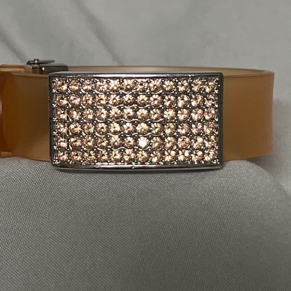 Swarovski Signed Orange Crystal Jelly Silicone Strap Band Bracelet - Picture 2 of 8
